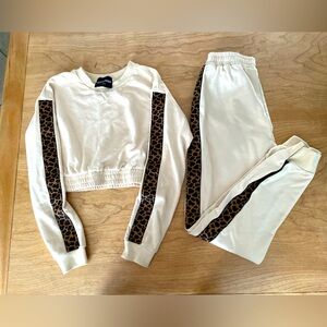 Cream and Cheetah print jogger set